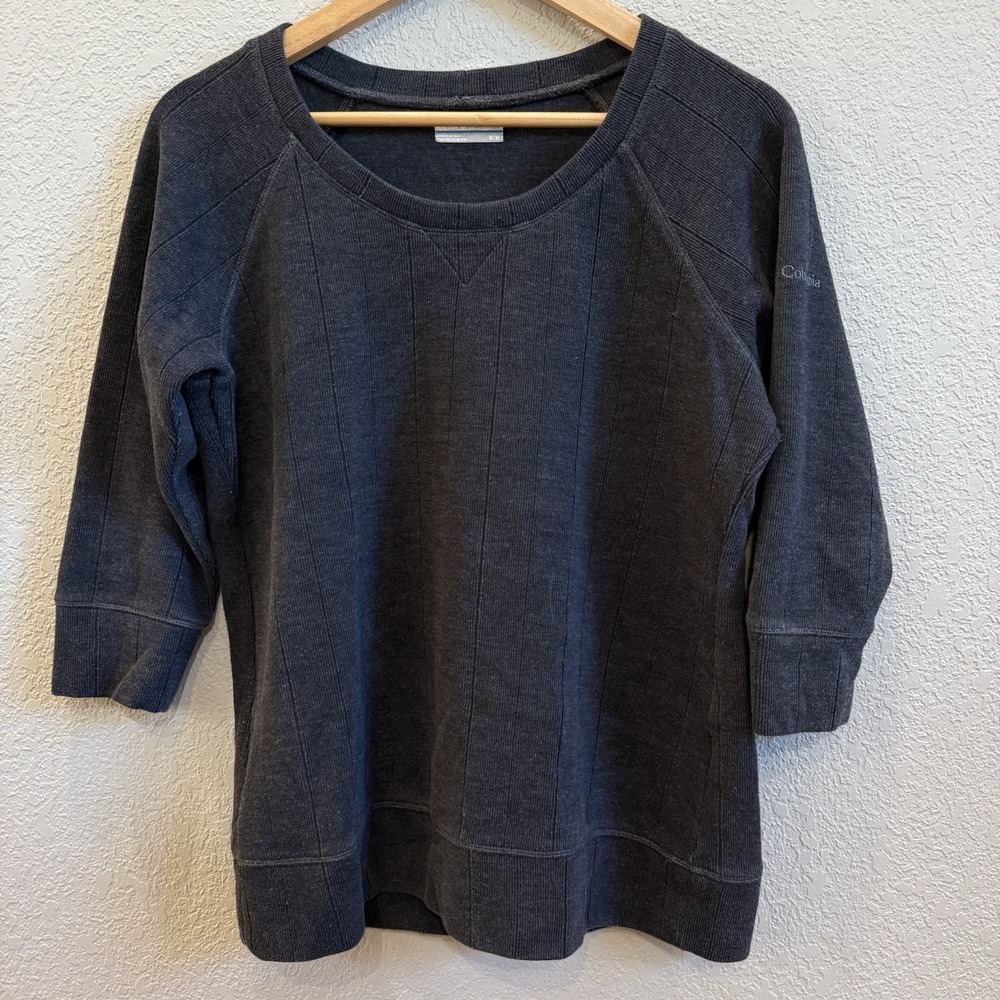 Columbia Hart Mountain Crew Sweatshirt Medium Ribbed 3/4 Sleeves